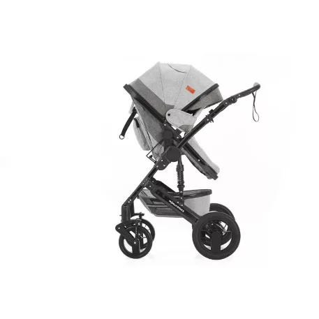 Cărucior sport Mama Kiddies Evening Star Black Edition gri cu spătar reglabil.