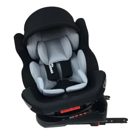 Scaun auto de siguranță Mama Kiddies Champion cu ISOFIX, rotativ 360° (0-36 kg)  gri deschis cu copertină cadou (certificat TUV)