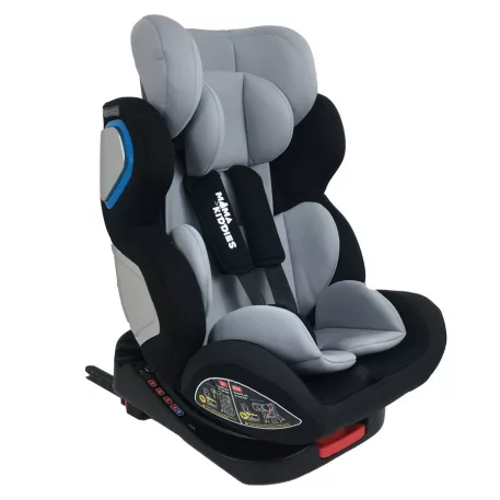 Scaun auto de siguranță Mama Kiddies Champion cu ISOFIX, rotativ 360° (0-36 kg)  gri deschis cu copertină cadou (certificat TUV)