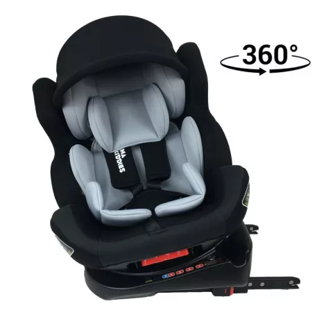 Scaun auto de siguranță Mama Kiddies Champion cu ISOFIX, rotativ 360° (0-36 kg)  gri deschis cu copertină cadou (certificat TUV)