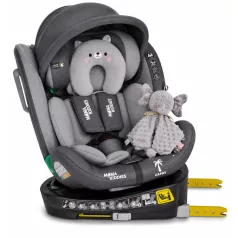   Scaun auto de siguranță Mama Kiddies® iSize Capry rotativ 360° cu sistem ISOFIX (40–150 cm) culoare gri + Cadou
