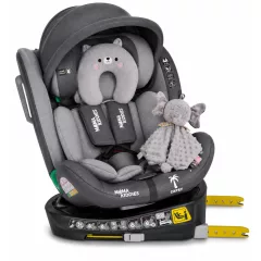   Scaun auto de siguranță Mama Kiddies® iSize Capry rotativ 360° cu sistem ISOFIX (40–150 cm) culoare gri + Cadou