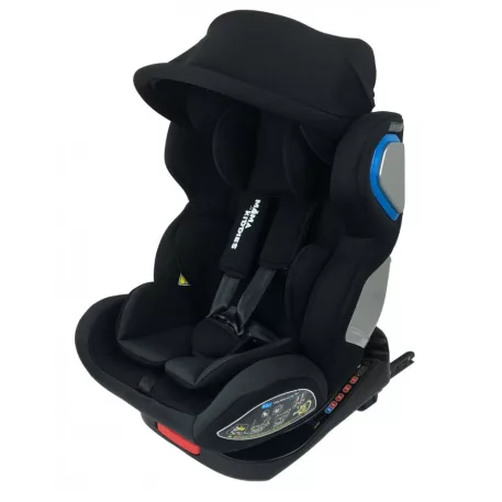 Scaun auto de siguranță Mama Kiddies Champion cu ISOFIX, rotativ 360° (0-36 kg) gri închis cu copertină cadou (certificat TUV)