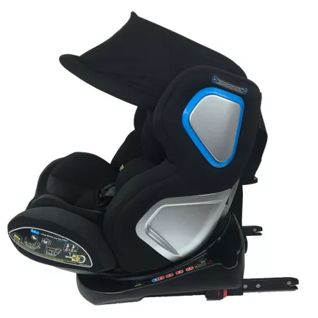 Scaun auto de siguranță Mama Kiddies Champion cu ISOFIX, rotativ 360° (0-36 kg) gri închis cu copertină cadou (certificat TUV)
