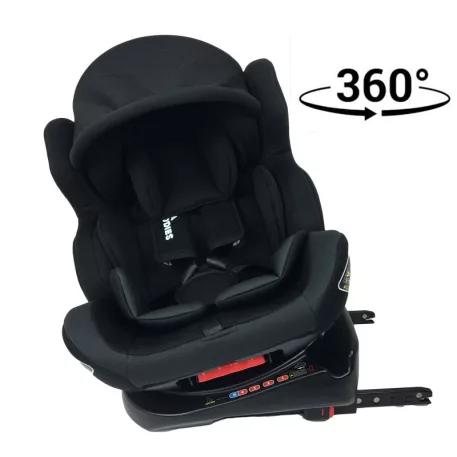 Scaun auto de siguranță Mama Kiddies Champion cu ISOFIX, rotativ 360° (0-36 kg) gri închis cu copertină cadou (certificat TUV)
