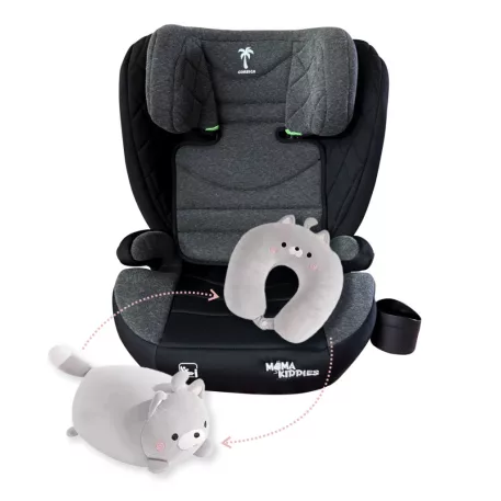 Scaun auto de siguranță Mama Kiddies i-Fix Corsica (100–150 cm) gri închis + Cadou