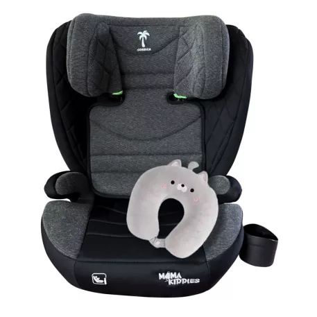 Scaun auto de siguranță Mama Kiddies i-Fix Corsica (100–150 cm) gri închis + Cadou