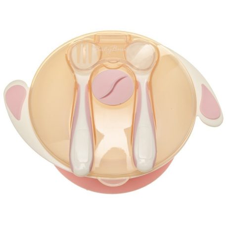 Farfurie cu ventuză, capac și tacâmuri