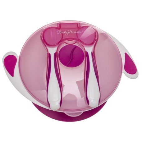 Farfurie cu ventuză, capac și tacâmuri