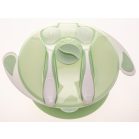 Farfurie cu ventuză, capac și tacâmuri