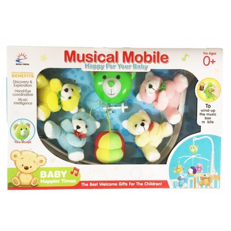 Jucărie muzicală rotativă din pluș – Ursuleț cu eșarfă