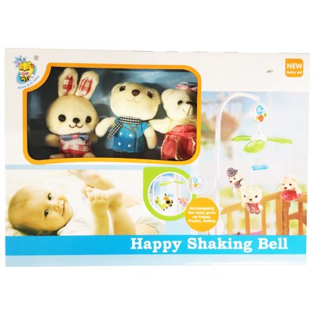 Jucărie muzicală rotativă din pluș cu 3 figurine (1 iepuraș + 2 ursuleți)