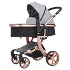 Mama Kiddies Sun Grey ELITE 3 în 1 – cărucior pentru copii disponibil în culoarea gri deschis, echipat cu accesorii + cadou