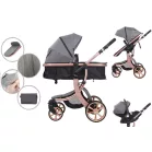 Mama Kiddies Sun Grey ELITE 3in1 este un cărucior pentru copii disponibil în culoarea gri, echipat cu accesorii + Cadou