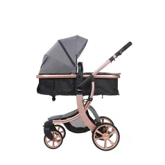 Cărucior Mama Kiddies Sun Grey ELITE gri cu landou.