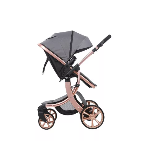 Cărucior Mama Kiddies Sun Grey ELITE gri cu parte sport și sac de picioare.