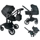 Mama Kiddies® New York cărucior multifuncțional 3-în-1 cu accesorii, culoare neagră + cadou