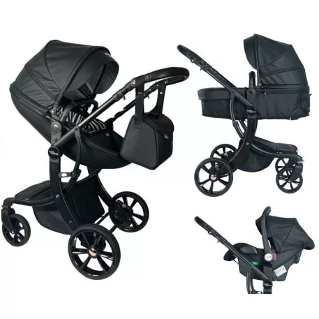 Mama Kiddies® New York cărucior multifuncțional 3-în-1 cu accesorii, culoare neagră + cadou