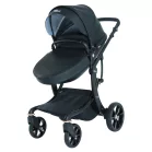Mama Kiddies New York cărucior multifuncțional 3-în-1 cu accesorii, culoare neagră + cadou