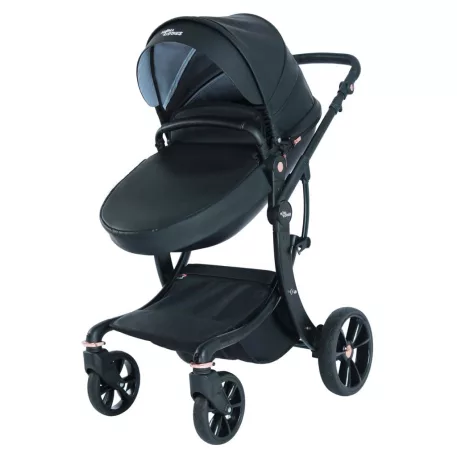 Mama Kiddies New York cărucior multifuncțional 3-în-1 cu accesorii, culoare neagră + cadou