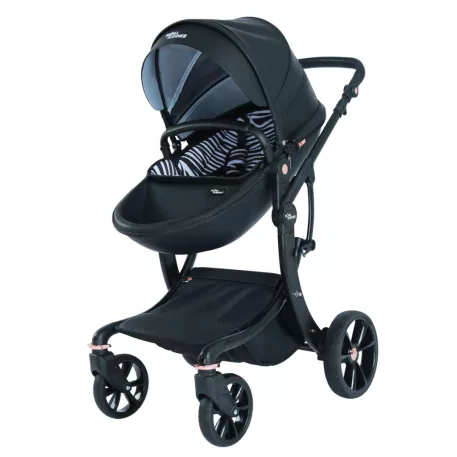 Mama Kiddies New York cărucior multifuncțional 3-în-1 cu accesorii, culoare neagră + cadou