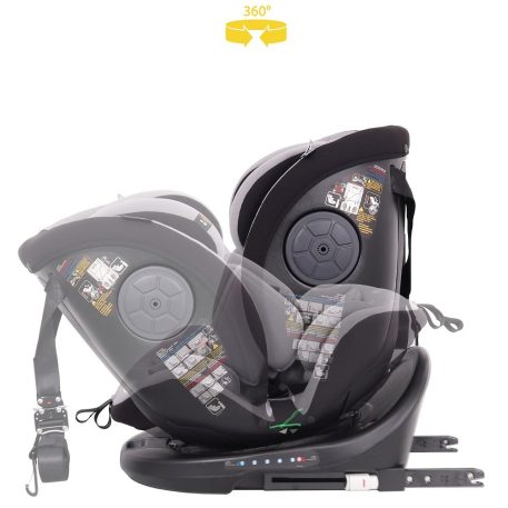 Scaun auto de siguranță ISOFIX 360° rotativ Mama Kiddies iSize Power GT2 (40-150 cm) în culoare gri, cu cadou – parasolar