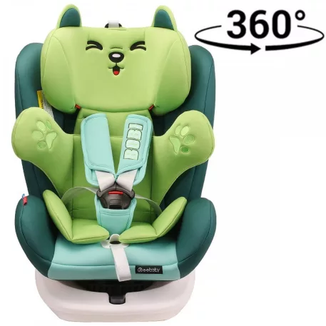 Black November - Scaun auto de siguranță Mama Kiddies Murphy cu ISOFIX, rotativ 360° (0-36 kg) culoare green cu copertină cadou (certificat TUV)
