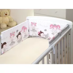  Apărătoare laterală împletită pentru pătuț de 180°,  alb-gribej cu model de balet  (colecția Baby Bear)