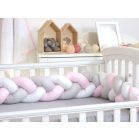  Apărătoare laterală împletită pentru pătuț și cuibușor 2în1 - roz  240 cm
