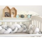  Apărătoare laterală împletită pentru pătuț și cuibușor 2în1 - cu floricele  240 cm (colecția Baby Bruin)