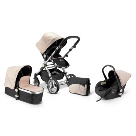 Mama Kiddies Prémium BabyBee (Australian Edition) 3 az 1-ben babakocsi kiegészítőkkel bézs-fekete színben + Ajándék