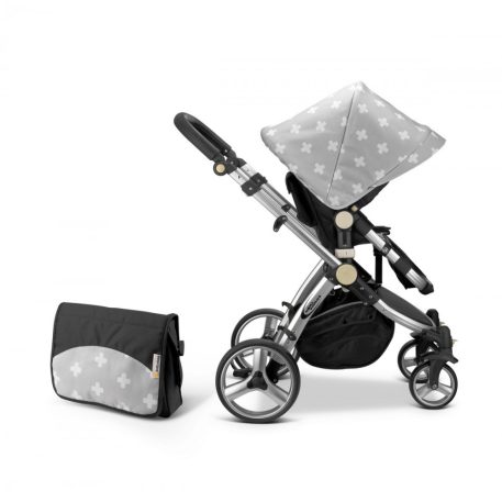 Mama Kiddies Prémium BabyBee (Australian Edition) 3 az 1-ben babakocsi kiegészítőkkel szürke-fekete-fehér színben + Ajándék