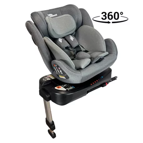 Mama Kiddies Felix i-Size scaun auto rotativ 360° cu ISOFIX și picior de sprijin – culoare gri + cadou suport pentru coloană vertebrală