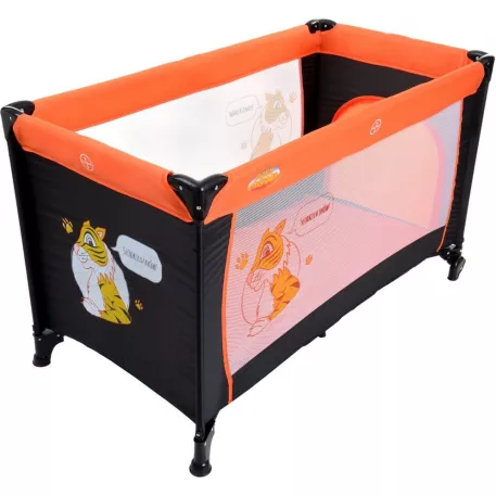 BABYMAXI utazóágy narancs-fekete színben ajándék szúnyoghálóval