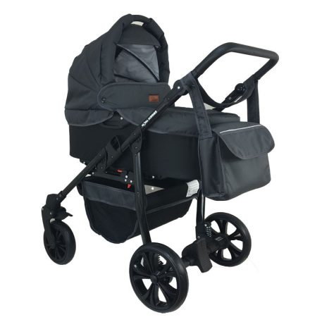 Cărucior multifuncțional 3în1 Mama Kiddies Sleep Collection în culoare gri închis + cadou