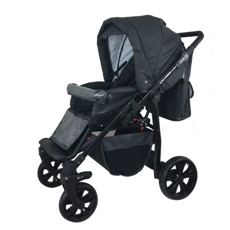 Cărucior multifuncțional 3în1 Mama Kiddies Sleep Collection în culoare gri închis + cadou