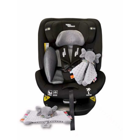 Scaun auto de siguranță Mama Kiddies iSize Capry rotativ 360° cu sistem ISOFIX (40–150 cm) culoare gri + Cadou