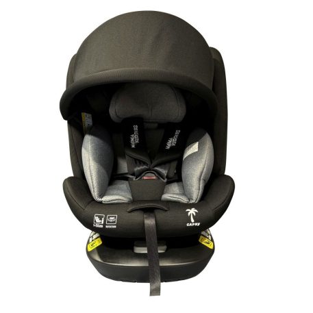 Scaun auto de siguranță Mama Kiddies iSize Capry rotativ 360° cu sistem ISOFIX (40–150 cm) culoare gri + Cadou