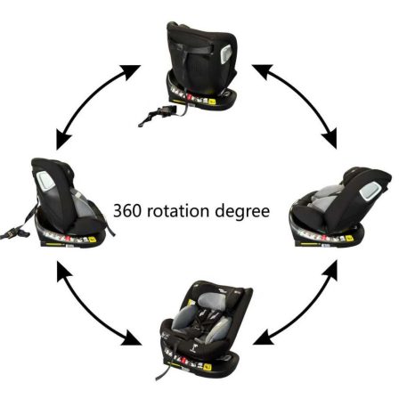 Scaun auto de siguranță Mama Kiddies iSize Capry rotativ 360° cu sistem ISOFIX (40–150 cm) culoare gri + Cadou