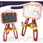 Tablă de desen magnetică față-verso cu multe accesorii – roșu-roz