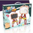 Tablă de desen magnetică față-verso cu multe accesorii – roșu-roz