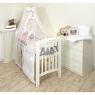 Mama Kiddies Baby Bear lenjerie de pat 6 piese, cu protecție laterală de 180°, roz cu model de elefant