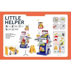   Set cărucior de curățenie Mama Kiddies cu aspirator, culoare albastru-alb