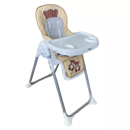 Scaun de masă multifuncțional Mama Kiddies Lylyan, culoare bej, cu model ursuleț + Cadou