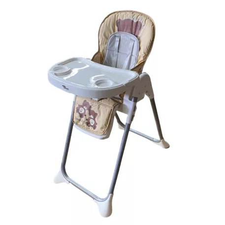 Scaun de masă multifuncțional Mama Kiddies Lylyan, culoare bej, cu model ursuleț + Cadou
