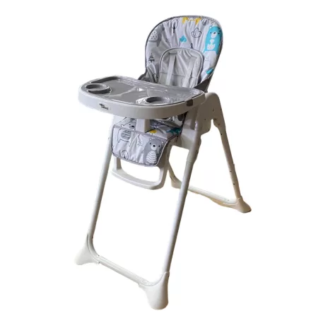 Scaun de masă multifuncțional Mama Kiddies Lylyan, culoare albă, cu model de pădure + Cadou