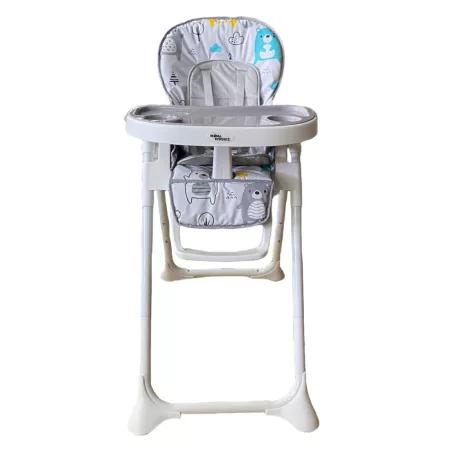 Scaun de masă multifuncțional Mama Kiddies Lylyan, culoare albă, cu model de pădure + Cadou