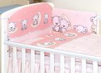   Mama Kiddies Baby Bear lenjerie de pat 5 piese, cu protecție laterală de 180°, roz cu model de ursuleț