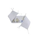 Mama Kiddies Sofie Dreams lenjerie pat bebe, 4 piese, cu protecție laterală de 180°, albastru deschis-alb cu model de ursuleț