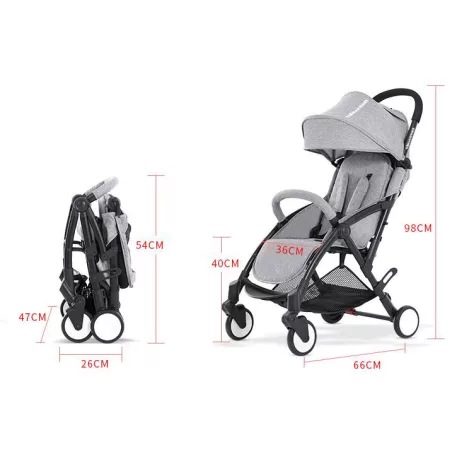 Cărucior sport Mama Kiddies Go-Go Grey cu spătar înclinabil și suport de biberon cadou 